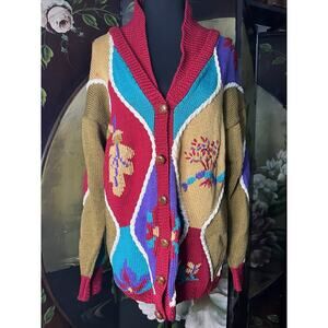 Berek Hand Knitted Pima Cotton Cardigan Multicolor Women Size P